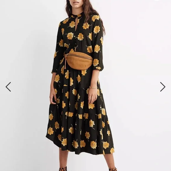 Madewell Button-Front Tier Dress in Fall Flowers